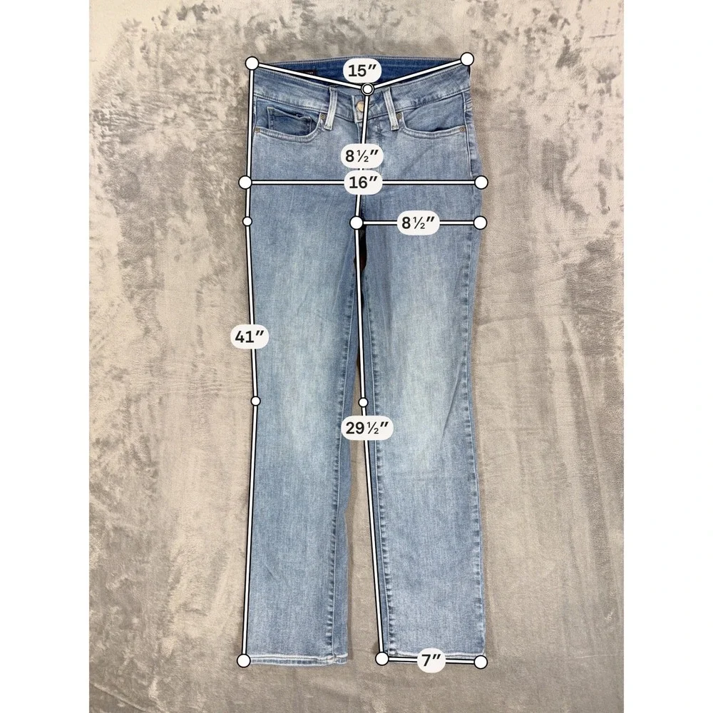 NYDJ Marilyn Straight Leg Jeans Women's Size‎ 4P Light Wash Blue Denim Lift Tuck